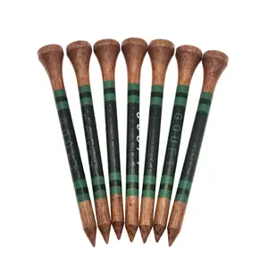 New Arrival--Mulitple colors stripes logo in cup and shaft heat transfer printing dark brown bamboo golf tees