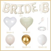 Ballons en latex blancs « BRIDE » en forme de cœur et ballons métalliques dorés – Ensemble de décorations pour enterrement de vie de jeune fille et pré-mariage