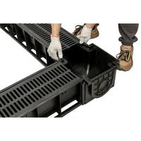 Gouttière de drainage en plastique noir en forme de U avec couvercle Système de drainage HDPE léger