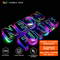 Enseigne Carrey personnalisée en acrylique rétroéclairé 3D avec bande LED RVB pour la décoration de fêtes, bars et mariages en extérieur