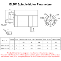 Moteur de broche sans balais BLDC refroidi par air pour routeur CNC ER11 48V 400W 500W 12000RPM