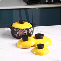 Casseroles en céramique Série Fée des Fleurs Prêtes pour le gaz et l'induction Couvercle en céramique sécuritaire Nutrition saine Pot à soupe