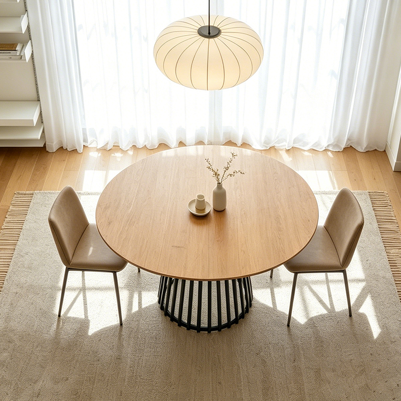 Minimalist Style Rectangle Live Edge Dining Table Metal Base Dining Room Furniture Wooden Modern Dining Table Set 6 Seater