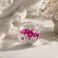 Ornement sphérique en résine fait main avec fleurs séchées, décoration florale de table en forme de tulipe