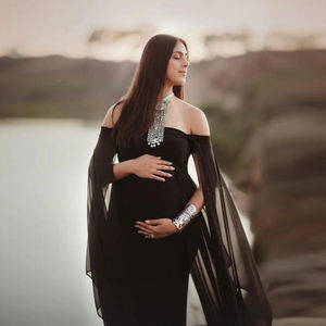 Mujeres maternidad elegante vestido fuera del hombro Maxi embarazo fotografía vestidos <span class=keywords><strong>para</strong></span> sesión de fotos - Product Image 3