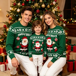Matching Family Christmas Sweaters for Holiday Party Photos, Santa Claus Tree Graphic Xmas <strong>Jumpers</strong> for Family - Product Image 6
