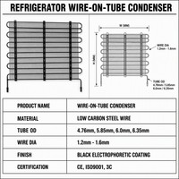Échangeur de chaleur à serpentin filaire sur tube de remplacement pour système de refroidissement de réfrigérateur-congélateur domestique et hôtelier