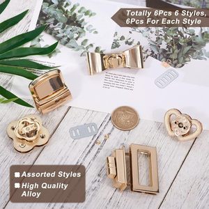 Craftdady Zinc Alloy Sets Turn Lock Clasp <b>Purse</b> Clutch Closure Bowknot Heart Flower Rectangle Twist Lock Fastener Bag Accessory - Product Image 4