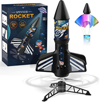 Cohete de lanzamiento automático de juguete para niños 8-12 cohete de aire motorizado de 200 pies lanzamiento paracaídas aterrizaje seguro al aire libre nave espacial regalo de cumpleaños