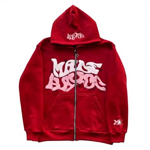 Sweat-shirt à capuche zippé unisexe, streetwear, impression 3D en relief, coupe ample, vêtements d'automne, 100% coton, tissu French Terry, manches régulières - Product Image 6