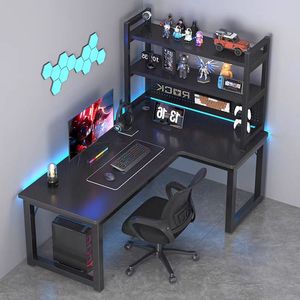 Nuevo Conjunto de Silla y <span class=keywords><strong>Escritorio</strong></span> Esquinero para Computadora con Acabado de Fibra de Carbono, Diseño Curvo Simple para Deportes Electrónicos, <span class=keywords><strong>Escritorio</strong></span> Doble Todo en Uno - Product Image 4