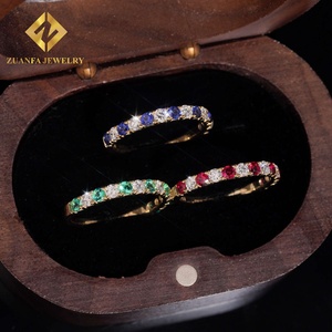 Anillo de media eternidad con pavé de moda, oro macizo de 10K, anillo apilable con diamantes cultivados en laboratorio NGIC, joyería fina para boda de mujer - Product Image 4