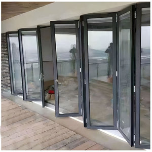 Puerta plegable de Metal plegable de estilo moderno de alta calidad, puertas de ventanas corredizas de aluminio impermeables, Red de pantalla de fibra de vidrio terminada - Product Image 6