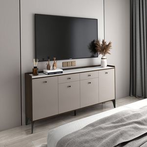 Soporte de TV de madera maciza de roble nórdico moderno, muebles negros para el hogar para sala de estar u hotel, gabinetes de oficina industriales escandinavos - Product Image 4