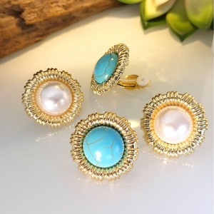Orecchini vintage rotondi turchesi da donna, eleganti gioielli alla moda in stile palazzo - Product Image 1
