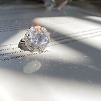 5 carats reine pigeon oeuf bague en diamant femme luxe imitation moissanite bague ouverte diamants zircon bague de proposition de mariage