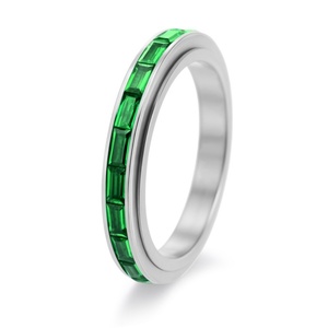Anillo Giratorio de Acero Inoxidable con Zirconia de Colores en Una Sola Hilera, Chapado en Oro de 18K, Nuevo, Moderno y Sencillo - Product Image 3