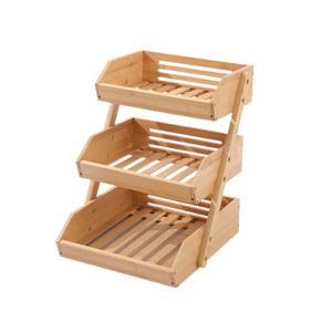Étagère de rangement à trois niveaux en bambou pour pain et légumes, pour comptoir de cuisine, préservation de la fraîcheur, grande capacité, organisateur de bureau - Product Image 5