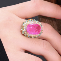 Bague en laiton avec fusion de verre CZ au design fantaisie pour femmes