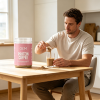 Café Protéiné OEM Poids Net 1,4 lb (635 g) 20 g de Protéines Faible Teneur en Sucre Faible Teneur en Glucides Poudre Instantanée Complément Alimentaire