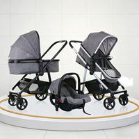 Poussette de luxe pleine grandeur avec nacelle convertible et roues amortissantes pour nouveau-nés