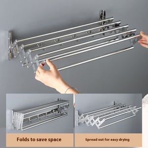 Séchoir à linge mural en métal de 100 cm, séchoir rétractable en aluminium pour économiser de l'espace - Product Image 3