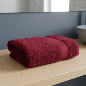 Serviette de bain en tissu éponge bordeaux, couleur unie, rectangulaire, tissée, pour usage domestique, adulte - Product Image 1