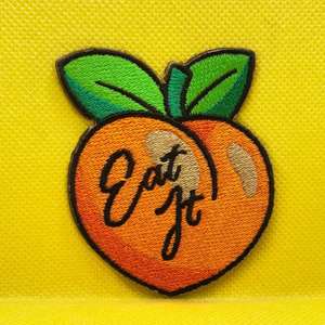 Eat It Iron on Parche bordado 3x2,5 pulgadas Parches bordados adhesivos audaces y divertidos - Product Image 1