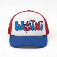 Cappello da camionista in rete con stampa graffiti cartoon, berretto da baseball divertente con faccina sorridente, cappello da camionista regolabile con chiusura snapback in rete e spugna