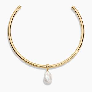 Collana Girocollo con Cerchio Spesso di Luoyan Trend Jewelry, Elegante Pendente con Perla Barocca Placcato <span class=keywords><strong>Oro</strong></span>, Collana con Charm per Donne e Feste - Product Image 4