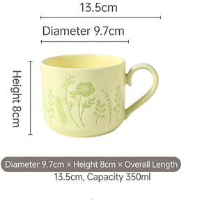 Tazza da Caffè in Ceramica <span class=keywords><strong>Vintage</strong></span> con Motivi Floreali in Rilievo e Manico a Cuore - Product Image 5