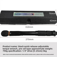 Juego de Llaves Dinamométricas de 3 Tamaños Preestablecidos, 1/4", 3/8", 1/2", Llave de Trinquete Ajustable para Reparación de Automóviles y Bicicletas