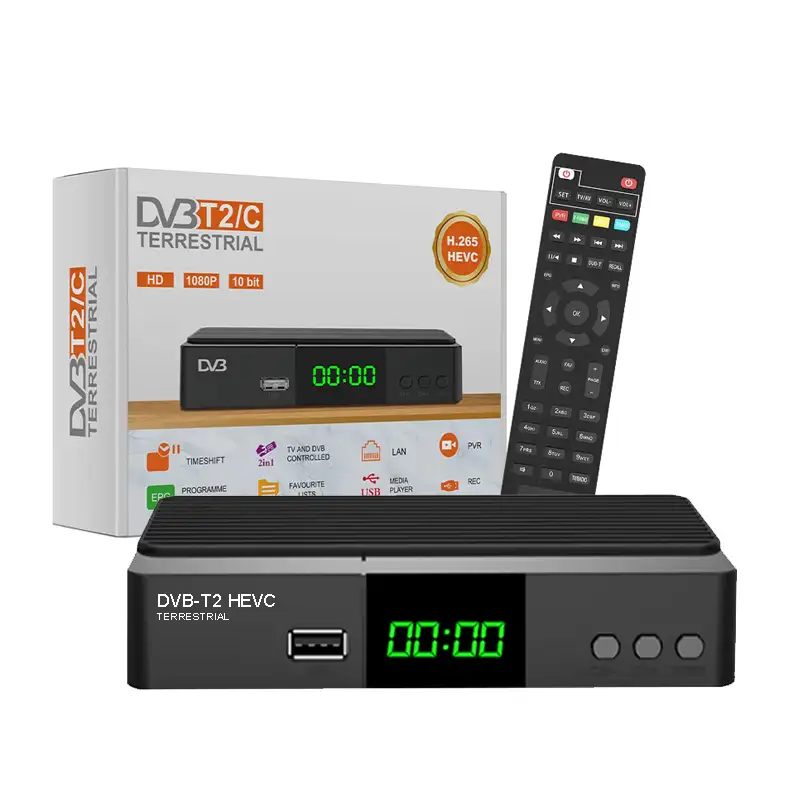 2022 JUNUO all'ingrosso fabbrica ricevitore TV digitale Set Top Box 168mm italia HEVC H.265 DVB T2 Decoder
