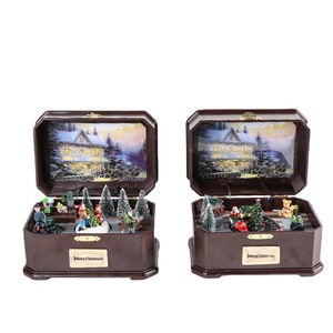 Boîte à musique de Noël rotative avec éclairage, fonctionnant sur piles USB, décoration musicale, cadeau pour enfants, décoration de maison, dropshipping Shopify - Product Image 1