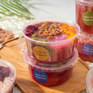 Ice Jelly Packaging Box Disposable Round Fruit Salad Container With Lid Pet Material For Cold Dessert Storage - Product Image 2