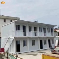 Maison modulaire à deux étages à assemblage rapide, en conteneur, avec structure en acier et fenêtres, bureau sur site personnalisable