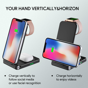 แท่นชาร์จไร้สายแบบแม่เหล็กพับได้ 3 in 1 สำหรับโทรศัพท์มือถือ สำหรับ Apple Watch สำหรับ AirPods พร้อม PD <span class=keywords><strong>Fu</strong></span> - Product Image 4