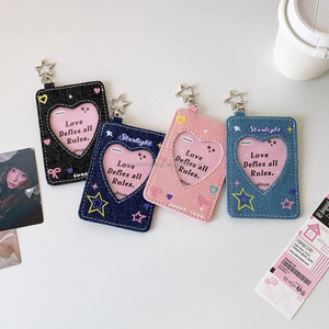 2025 3 Inch Denim Khung Ảnh Với Chuỗi Phong Cách Mỹ Hình Ảnh Khung Kpop Photocard Hiển Thị Khung Túi Mặt Dây Chuyền Keychain - Product Image 3