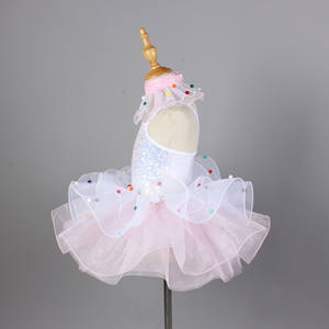 Vestido de Tutú <span class=keywords><strong>con</strong></span> Lentejuelas Brillantes para Niñas, Colorido y de Ensueño, <span class=keywords><strong>con</strong></span> Detalles de <span class=keywords><strong>Pompones</strong></span>, Traje de Baile para Actuaciones y Fiestas Infantiles - Product Image 2