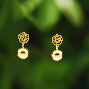 Pendientes Clásicos con Forma de Flor, Chapados en Oro, Joyería de Aleación con Material de Zinc - Product Image 3