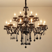 Lustre moderne en cristal noir, luminaires en cristal, lustres de plafond LED, décoration de plafond pour mariage