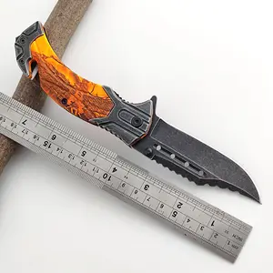 Penjualan langsung pabrik pisau berburu cuci batu hitam dengan pegangan kamuflase baja tahan karat pisau 3CR13 untuk luar ruangan mendukung OEM
