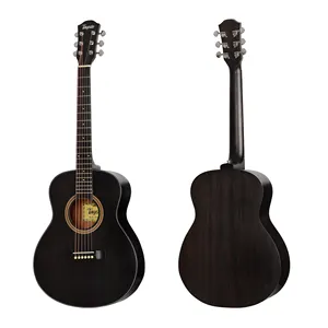 Guitar Acoustic Du Lịch Mini 36 Inch Gỗ Vân Sam Trung Cấp Màu Đen Giá Rẻ Bán Buôn Chất Lượng Cao OEM