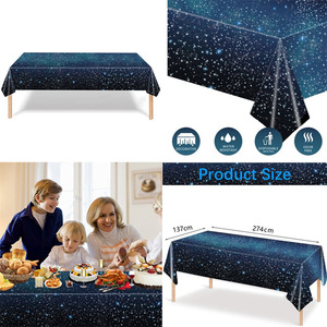 Space <b>Tablecloth</b> Night Sky Disposable <b>Plastic</b> <b>Tablecloth</b> for Birthday Party Decorations - Product Image 3