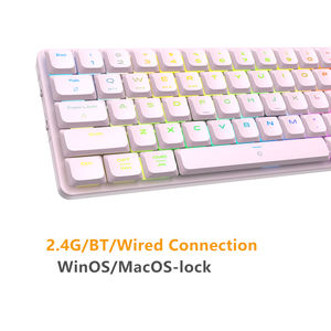 Nuevo Teclado Mecánico Inalámbrico y con Cable de Alta Calidad, <span class=keywords><strong>Mini</strong></span>, 65%, Perfil Bajo, Carcasa de Aleación de Aluminio, Retroiluminación RGB, Diseño Ultrafino para - Product Image 4