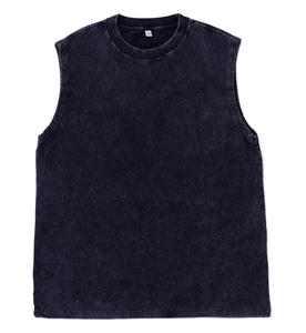 Verano 100% algodón de alta calidad suave algodón ácido lavado chaleco diseño personalizado hombres Vintage <span class=keywords><strong>camiseta</strong></span> <span class=keywords><strong>sin</strong></span> mangas - Product Image 3