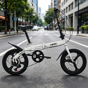 Bicicleta Plegable Portátil de 16 Pulgadas con Cuadro de Acero de Alto Carbono y Frenos de Disco Dobles para Adultos/Niños, Uso Estudiantil, Deportes al Aire Libre - Product Image 1