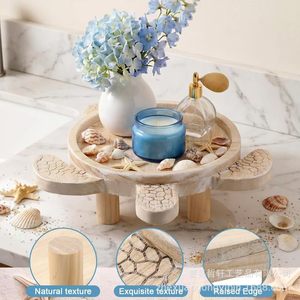 Turtle Shaped Wooden <b>Tray</b> With Raised Edge For Bathroom <b>Storage</b> Bohemian Style - Product Image 1