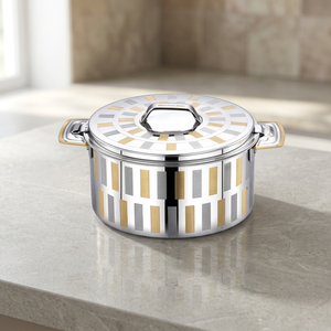 Casserole moderne en acier inoxydable avec couvercle, design rond, durable, compatible avec toutes les plaques de cuisson, passe au lave-vaisselle - Product Image 2