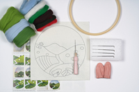 Kit de feutrage à l'aiguille DIY avec cadre de broderie paysager, ornement de bureau et décoration suspendue en feutre de laine, cadeau, vente en gros